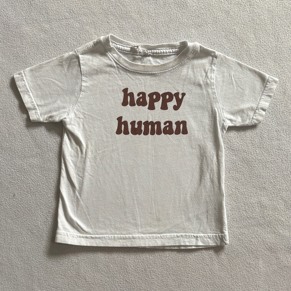 Kids Cream 'Happy Human' Graphic Short Sleeve Tee
